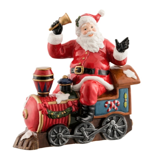 Aynsley Santa on a train figure