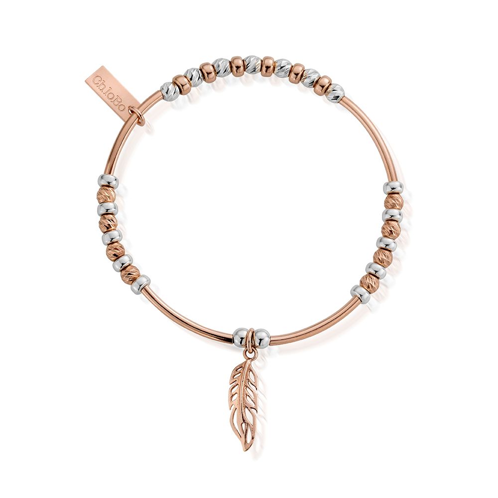 ChloBo Rose Gold and Silver Sparkle Feather Bracelet