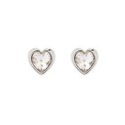 Ted Baker Silver Plated Crystal Heart Studs