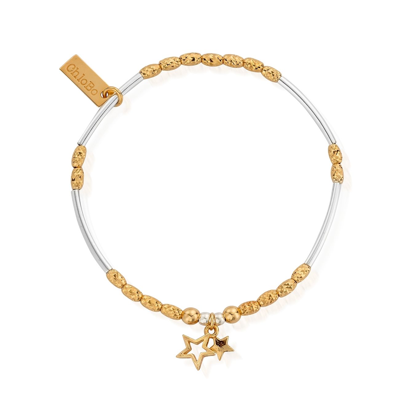 ​ChloBo Yellow Gold and Sterling Silver Double Star Bracelet