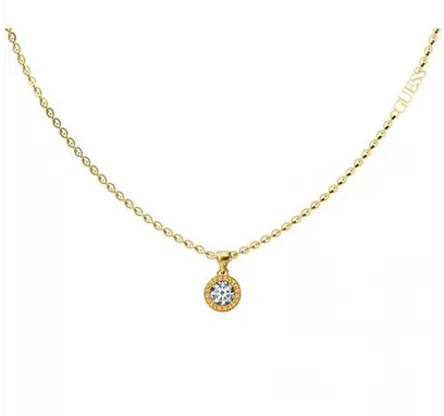 Guess Gold Plated Necklace Crystal Pendant