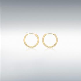 Nine Carat Yellow Gold 2mm Tube Hoop Earrings