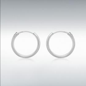 Nine  Carat White Gold 1.2mm Tube Hoop Earrings