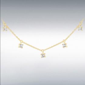 Nine Carat Yellow Gold CZ Droplet Adjustable Necklace