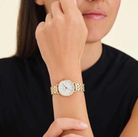 Rosefield Small Edit White and Gold Bracelet Watch