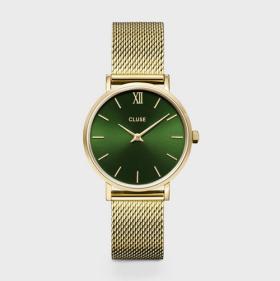 Cluse Minuit Mesh, Green, Gold Colour