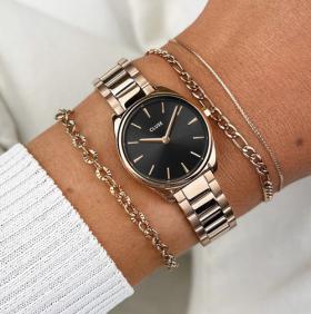 Cluse Féroce Mini Steel, Black, Rose Gold Colour Ladies Watch