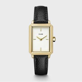 Cluse Fluette Leather Black Lizard, Gold Colour Ladies Watch