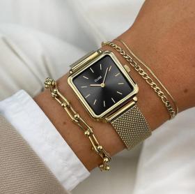 La Tétragone Mesh Black, Gold Colour Ladies Watch