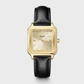 Cluse Gracieuse Watch Leather, Black Lizard, Gold Colour