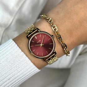 Cluse Boho Chic Petite Steel Watch, Dark Cherry, Gold Colour