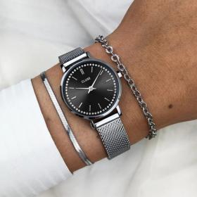 Cluse Boho Chic Petite Crystals Mesh Black, Silver Colour Ladies Watch