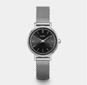 Cluse Boho Chic Petite Crystals Mesh Black, Silver Colour Ladies Watch