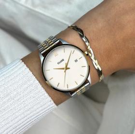 Cluse Minuit Date Watch Steel, Coconut Milk, Bicolor