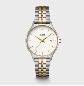 Cluse Minuit Date Watch Steel, Coconut Milk, Bicolor