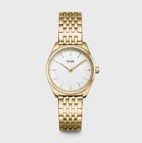 Cluse Féroce Mini Watch Steel White, Gold Colour