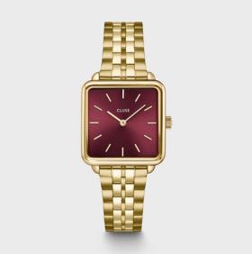 Cluse La Tétragone Watch Steel Dark Cherry, Gold Colour