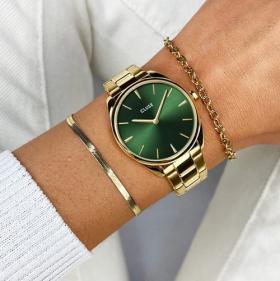 Cluse Féroce Petite Watch Steel Green, Gold Colour