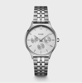 Cluse Minuit Multifunction Watch Steel, Full Silver Colour Ladies Watch