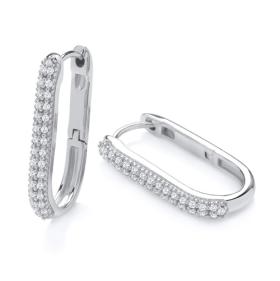 9ct White Gold Diamond Hoop Earrings