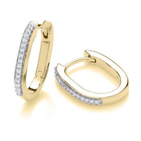 9ct Yellow Gold Diamond Hoop Earrings