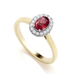 9ct Yellow Gold Ruby and Diamond Cluster Ring