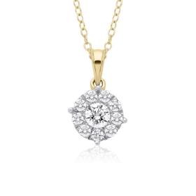 9ct Yellow Gold Diamond Cluster Pendant