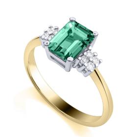 9ct Yellow Gold Emerald and Diamond Ring