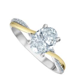 18ct Gold Oval Lab Diamond Twist Band Ring