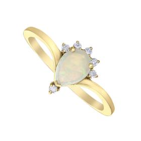 9ct Yellow Gold Opal and Diamond Ring