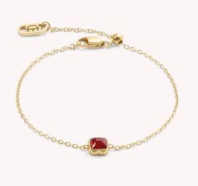 Birthstone January Bracelet Red Agate Gold