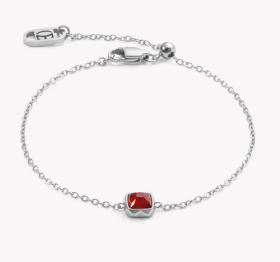 Birthstone January Bracelet Red Agate Silver