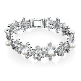 Newbridge Silverware Grace Kelly Floral Pearl Bracelet (VGK054)