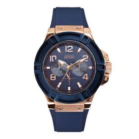 Guess Gents Rigor Blue Dial Strap Watch (W0247G3)