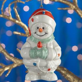 Belleek Living Hanging Christmas Snowman with Lights (7296)