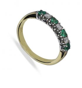 9 Carat Yellow Gold Emerald Diamond Ring (0.33ct)