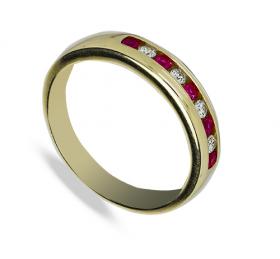 9 Carat Yellow Gold Ruby and Diamond Ring (0.11ct)