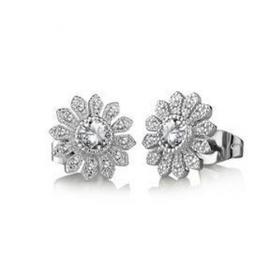 Newbridge Silverware Flower Earrings Clear Stone (ER6052)