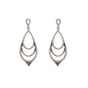 House of Lor Silver & Rose Gold Chandelier CZ Earrings (H30016)
