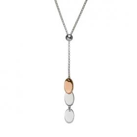 House of Lor Silver & Rose Gold Drop Oval Disc Pendant (H40022)