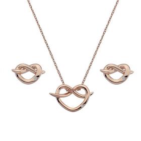 Hot Diamonds Infinity Heart Rose Gold Earrings, Pendant and Chain Gift Set (SS113)