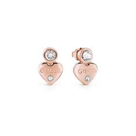 GUESS Ladies Guessy Rose Gold Plated Heart Stud Earrings (UBE82003)