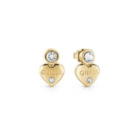 GUESS Ladies Guessy Yellow Gold Plated Heart Stud Earrings (UBE82002)