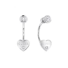 GUESS Ladies Guessy Rhodium Plated Heart Earrings (UBE82004)