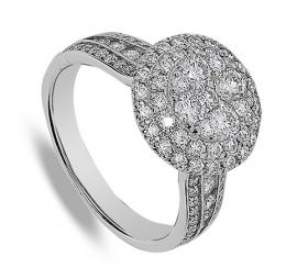 Nine Carat White Gold One and a Half Carat Diamond Cluster Ring