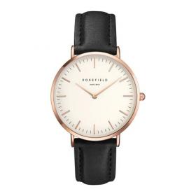Rosefield 'The Tribeca'  rose gold plate black strap watch TWBLR-T53