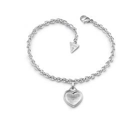 Guess rhodium plated heart bracelet