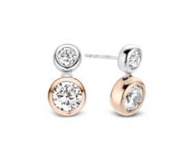 Ti Sento sterling silver rose gold plated CZ drop earrings