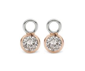 Ti Sento sterling silver rose gold plate CZ ear charms