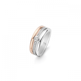 Ti Sento sterling silver rose gold plate ring with CZ